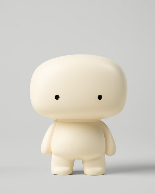 Blumo minimalist art toy figure, front view, on a plain grey background